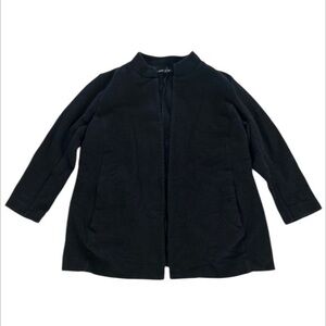 Eileen Fisher size medium black cotton open front jacket
